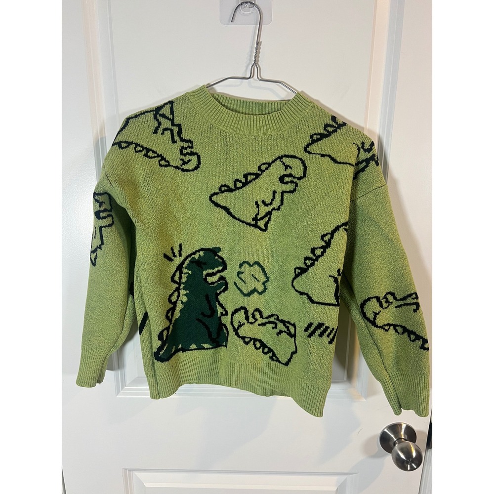 Unbranded Women Sweater Dinosaur Graphic Pattern Green Size M‎